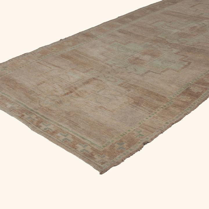 Beige Vintage Traditional Wool Rug - 5'3" x 14'4" Default Title