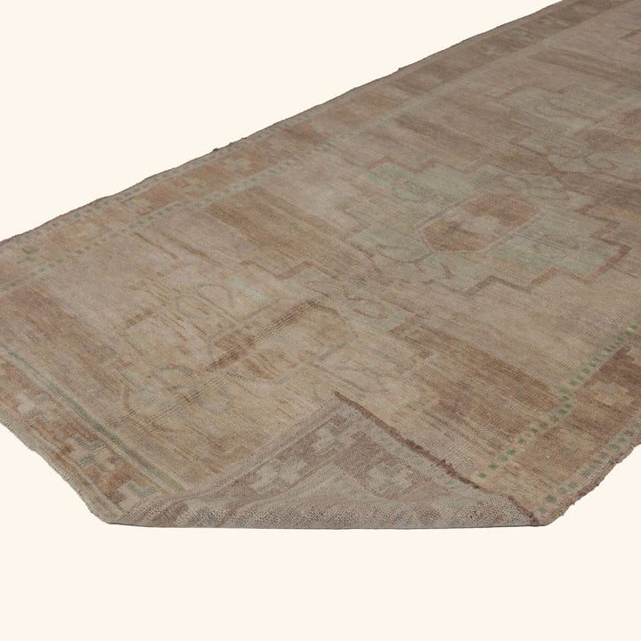 Beige Vintage Traditional Wool Rug - 5'3" x 14'4" Default Title