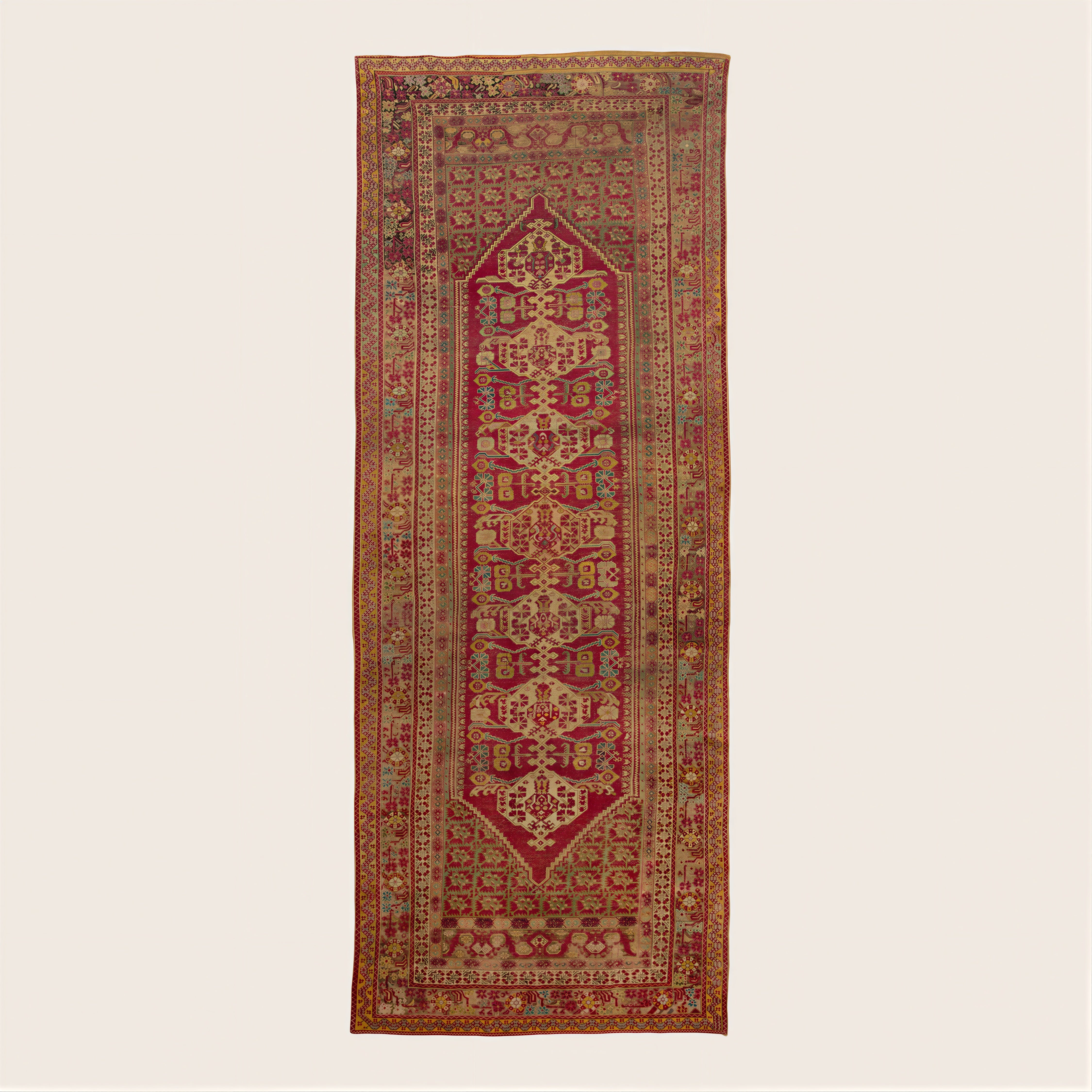 Red Vintage Traditional Anatolian Wool Rug - 6'2