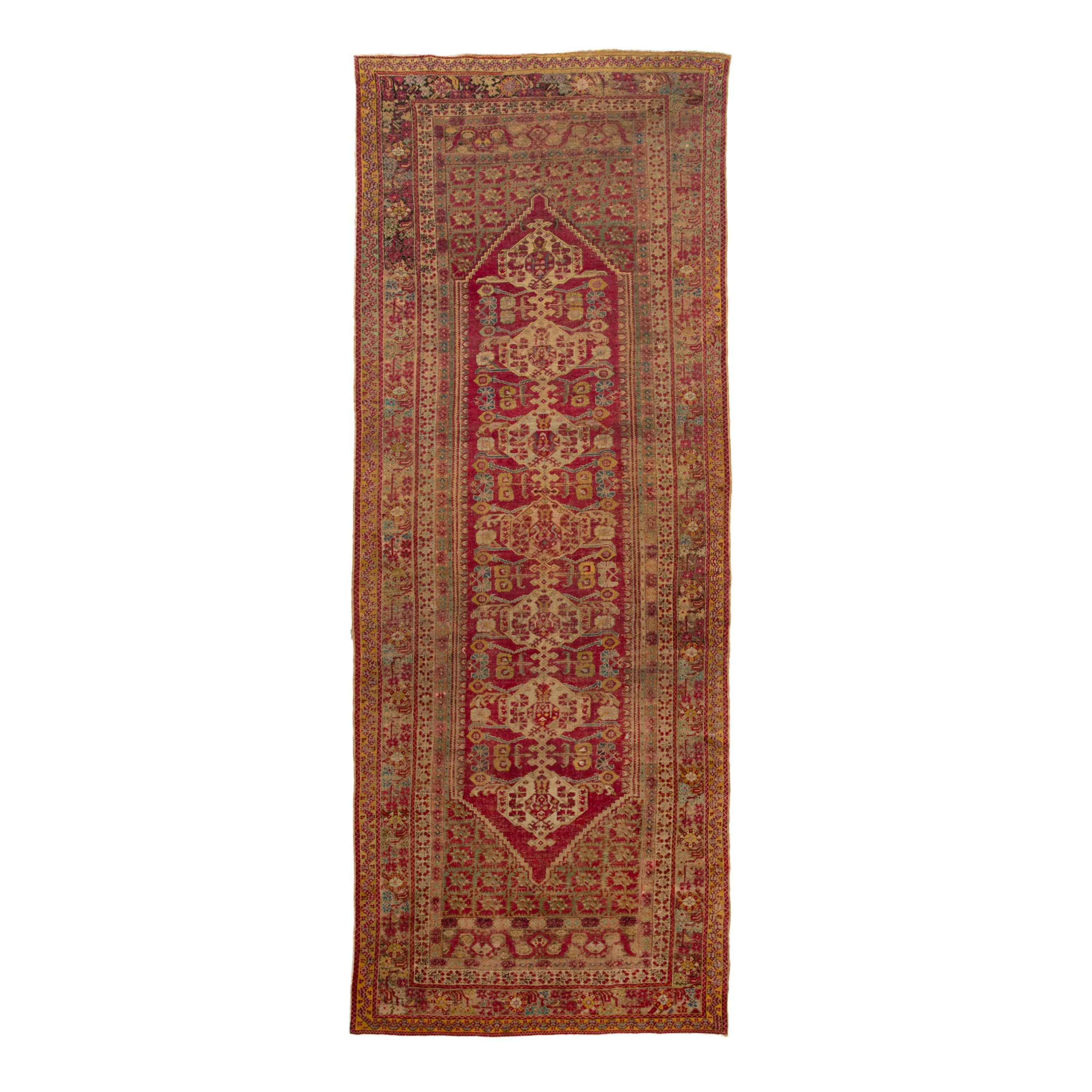 Red Vintage Traditional Anatolian Wool Rug - 6'2" x 15'11"