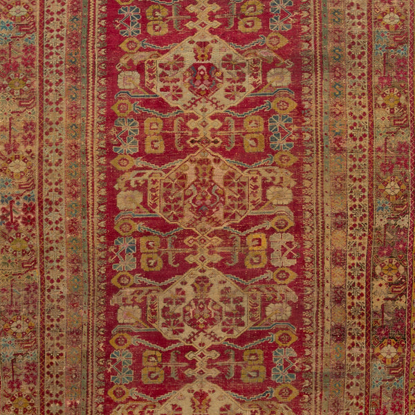 Red Vintage Traditional Anatolian Wool Rug - 6'2" x 15'11"