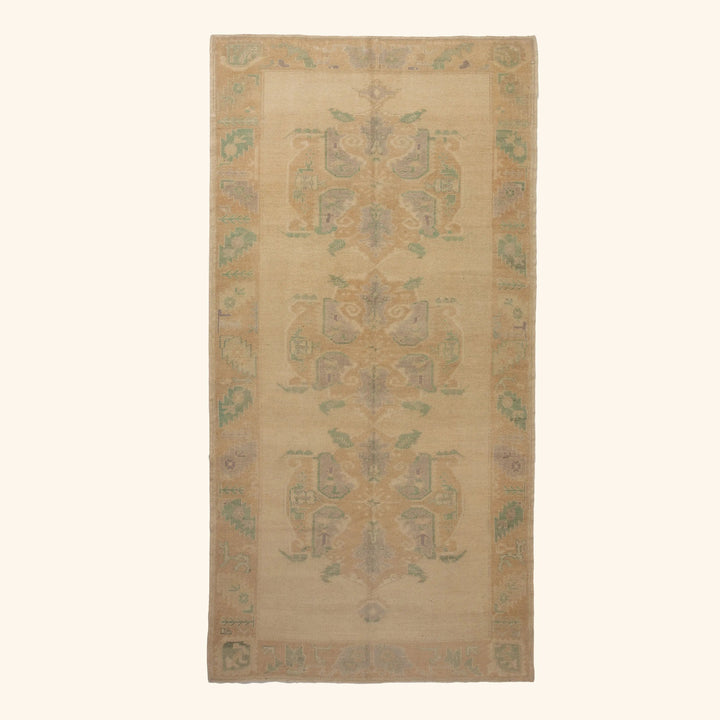 Beige Vintage Traditional Wool Rug - 5'8" x 11'1" Default Title