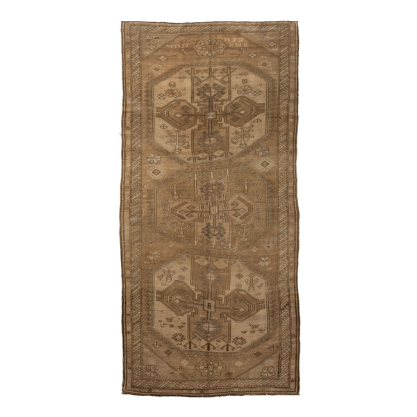 Brown Vintage Traditional Anatolian Wool Rug - 5'3" x 10'11"