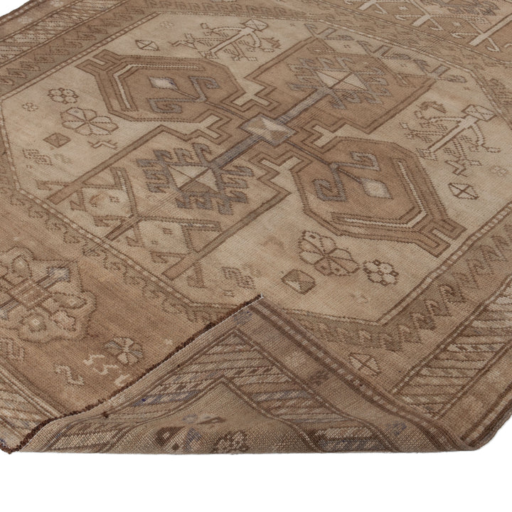 Brown Vintage Traditional Anatolian Wool Rug - 5'3" x 10'11"