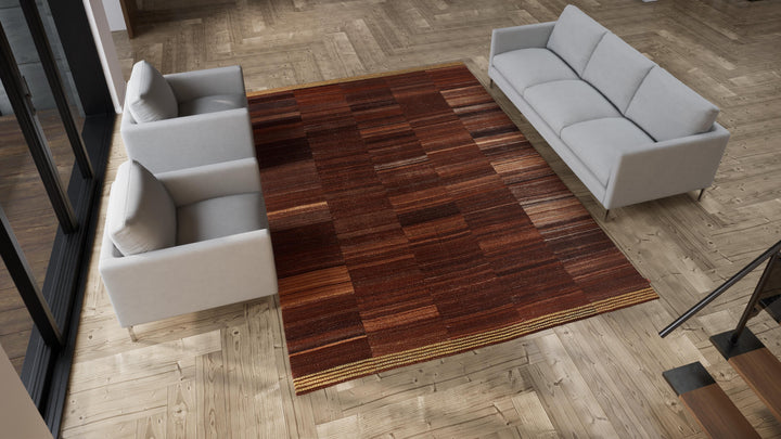 Brown Flatweave Wool Persian Rug - 8'2" x 11'6"