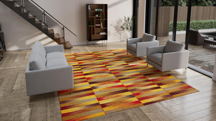 Multicolored Flatweave Wool Persian Rug - 10'5" x 13'7"