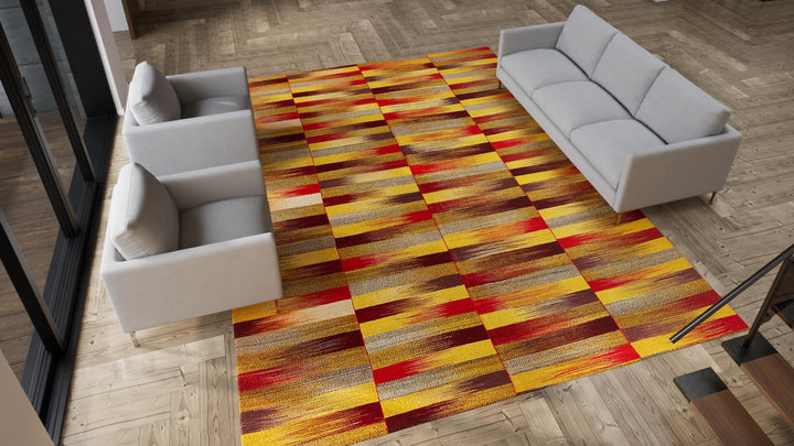 Multicolored Flatweave Wool Persian Rug - 10'5" x 13'7"