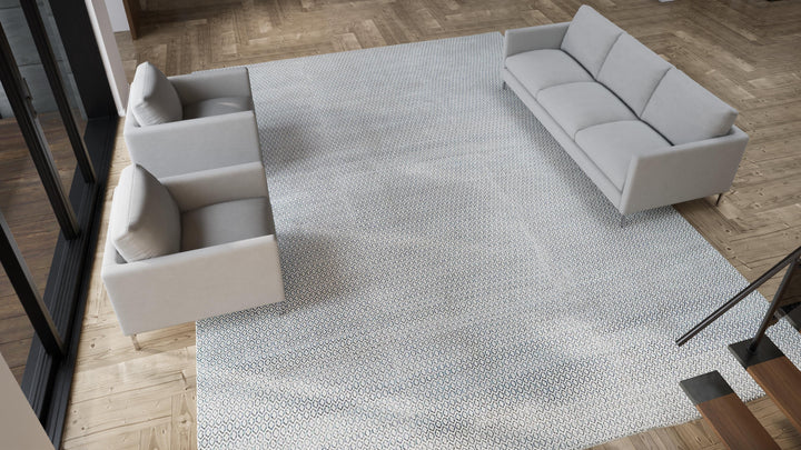 Blue Transitional Wool Cotton Blend Rug - 12' x 16'