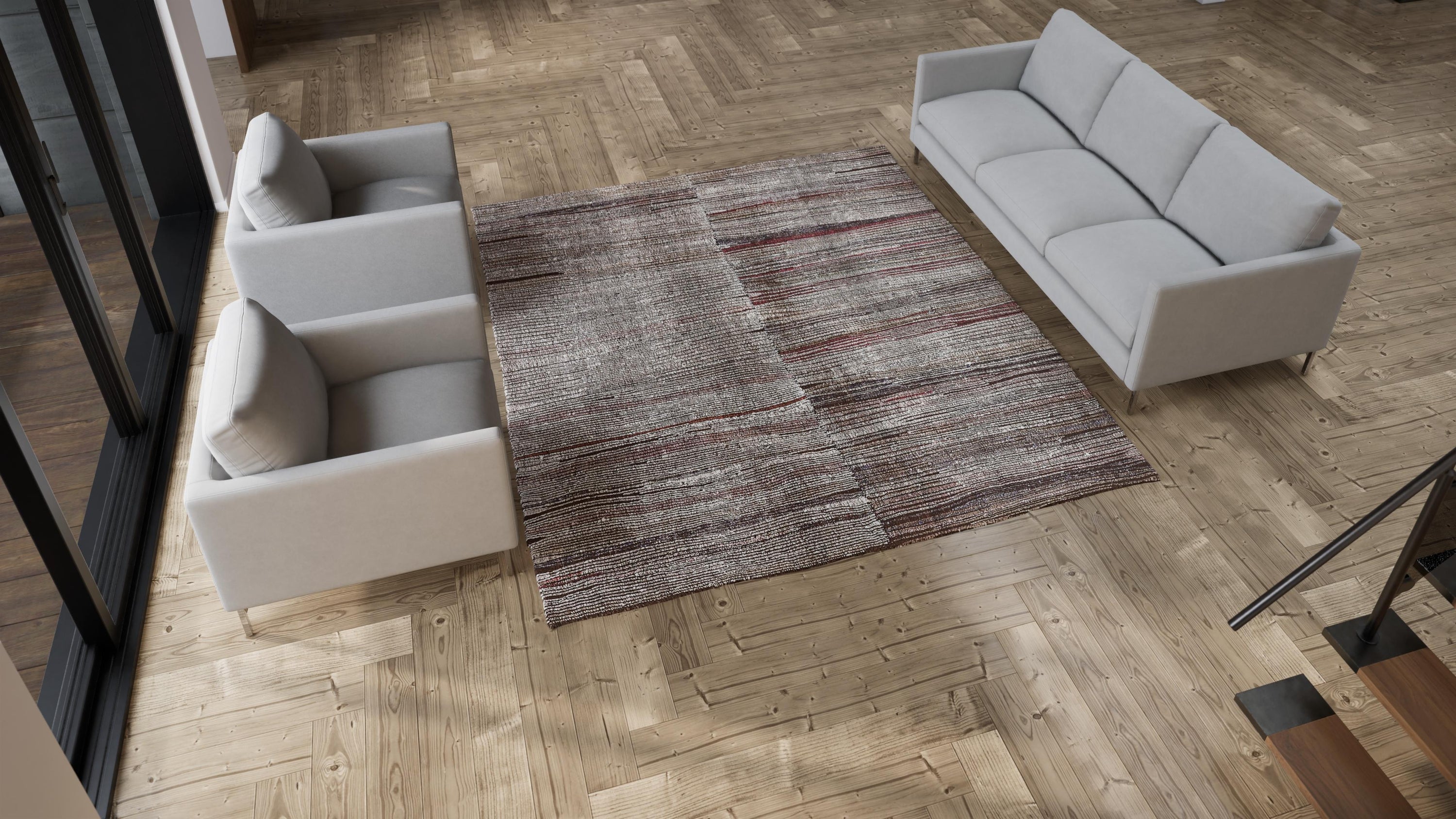 Brown Flatweave Wool Rug - 8' x 9'6"