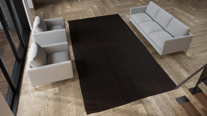 Black Vintage Flatweave Wool Kilim - 7'6" x 13'4"