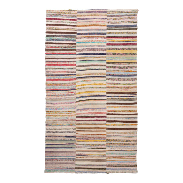 Multi Vintage Flatweave Wool Rug - 6'7" x 11'11"