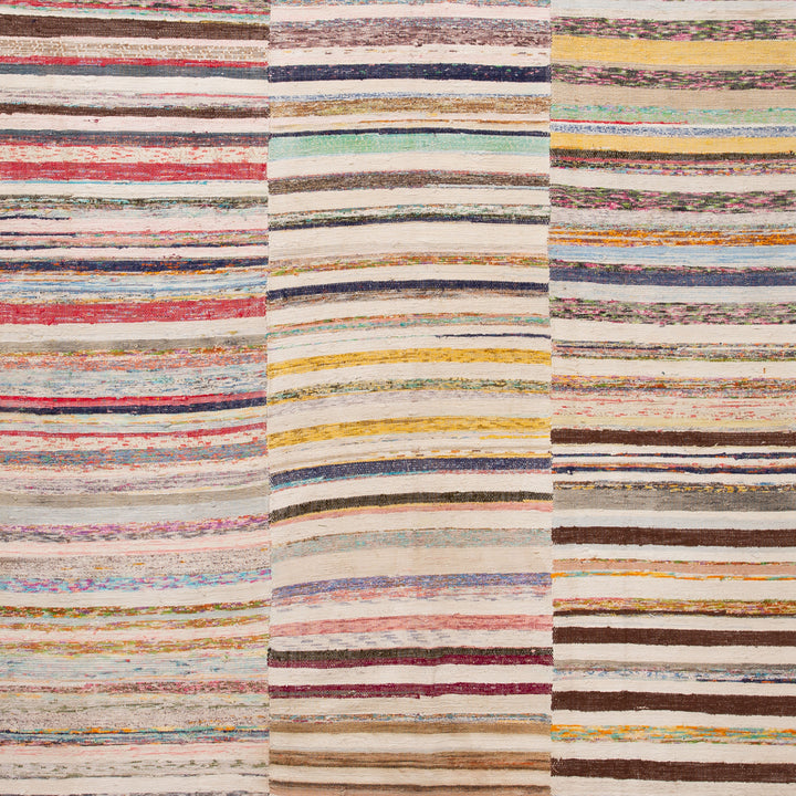 Multi Vintage Flatweave Wool Rug - 6'7" x 11'11"