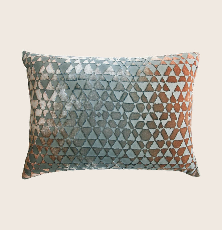 Triangles Velvet Pillow, Gunmetal