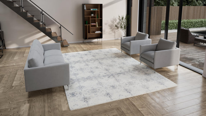 White Modern Wool Rug - 9'1" x 12'4"
