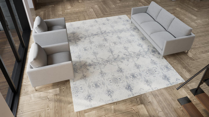 White Modern Wool Rug - 9'1" x 12'4"