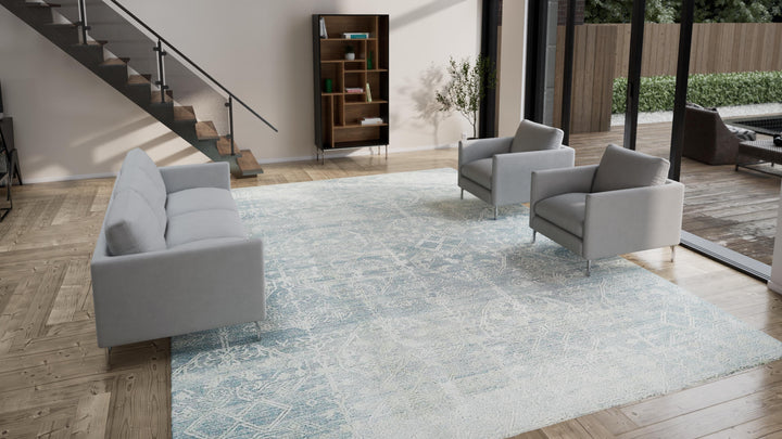 Blue Nu Vibrant Traditional Tibetan Wool Rug - 12' x 16'