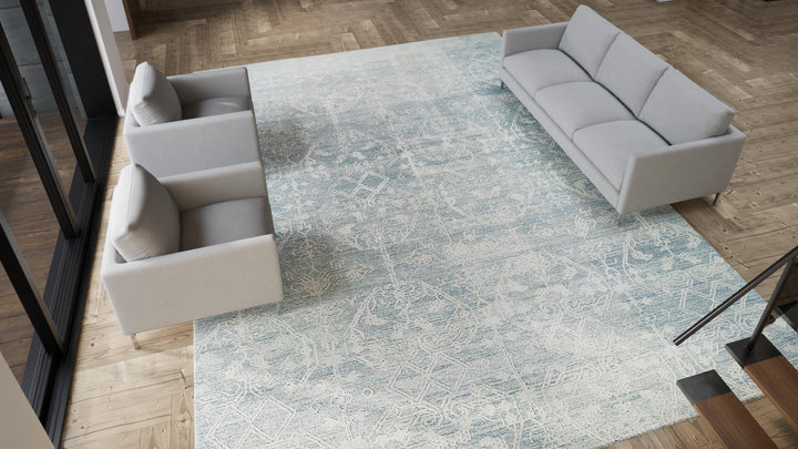 Blue Nu Vibrant Traditional Tibetan Wool Rug - 12' x 16'