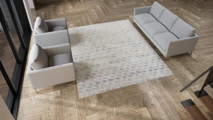White Alchemy Modern Wool Silk Blend Rug - 8'1"x 10'