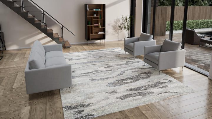 Grey Nu Vibrant Solid Modern Tibetan Wool Rug - 10' x 14'