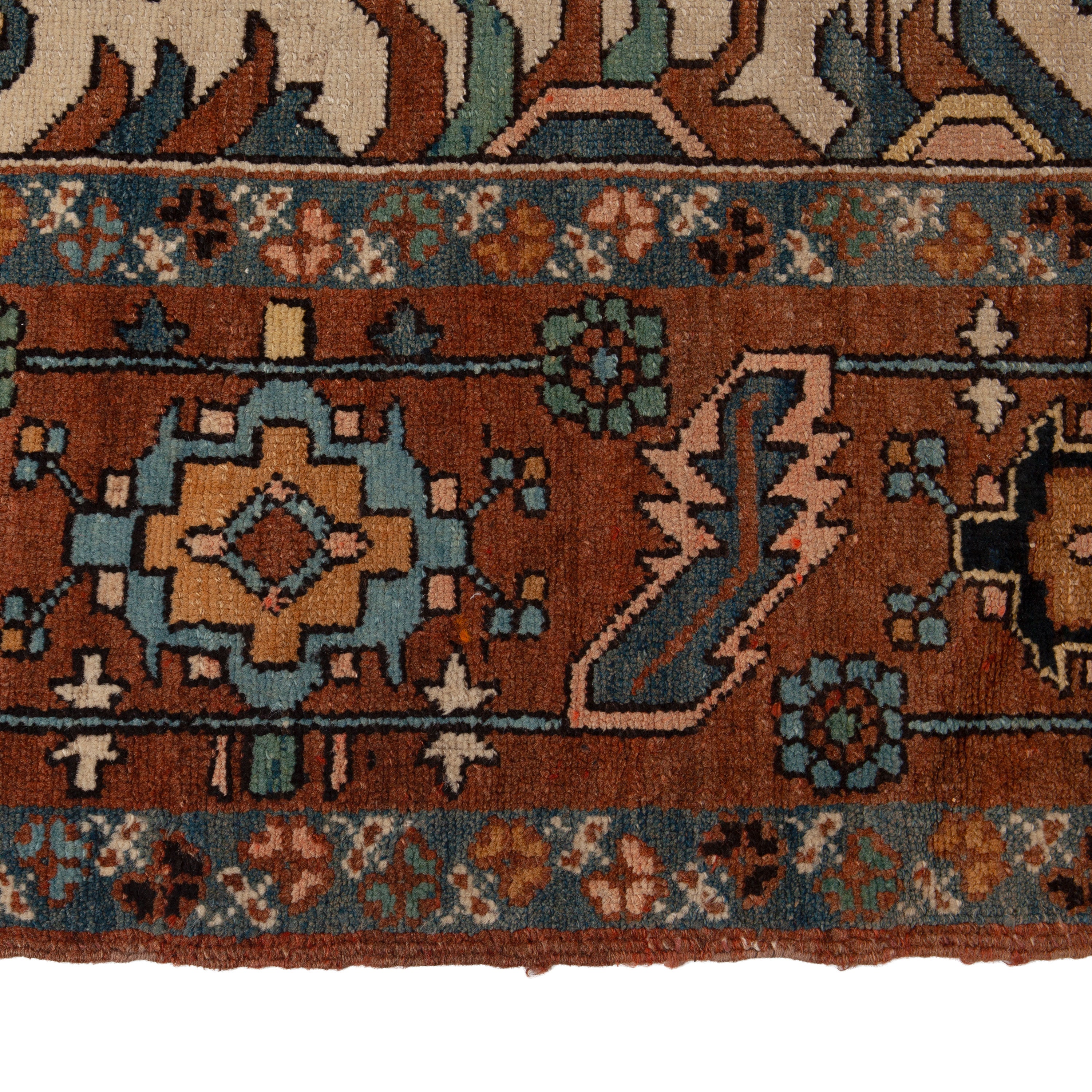 Brown Vintage Wool Heriz Persian Rug - 10'8" x 13'6"