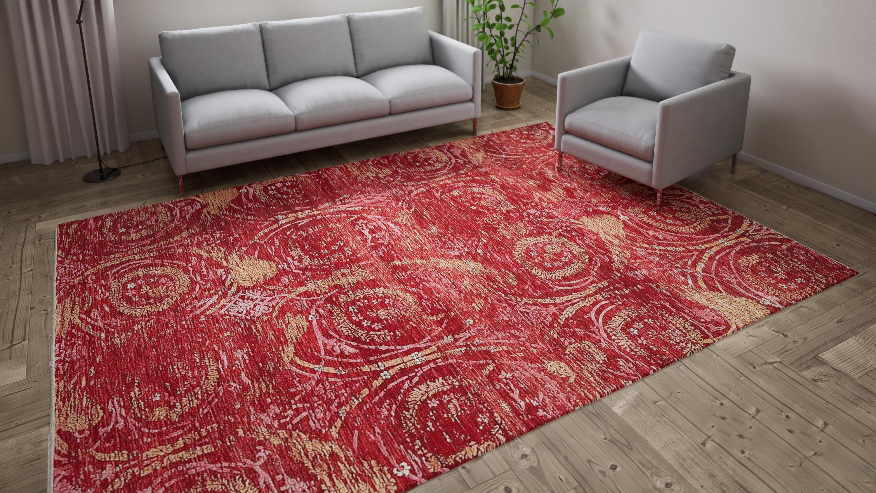 Red Transitional Silk Rug - 8'2" x 11'5"