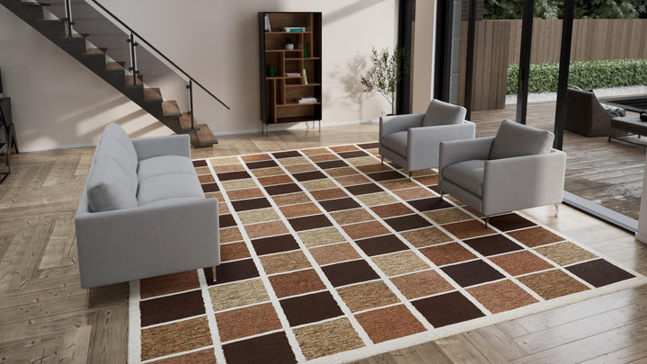 Brown Swedish Inspired Flatweave Wool Rug - 12'5" x 15'