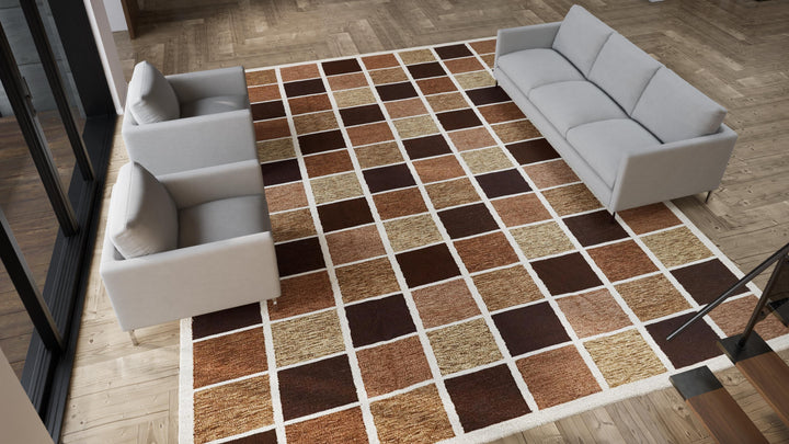 Brown Swedish Inspired Flatweave Wool Rug - 12'5" x 15'