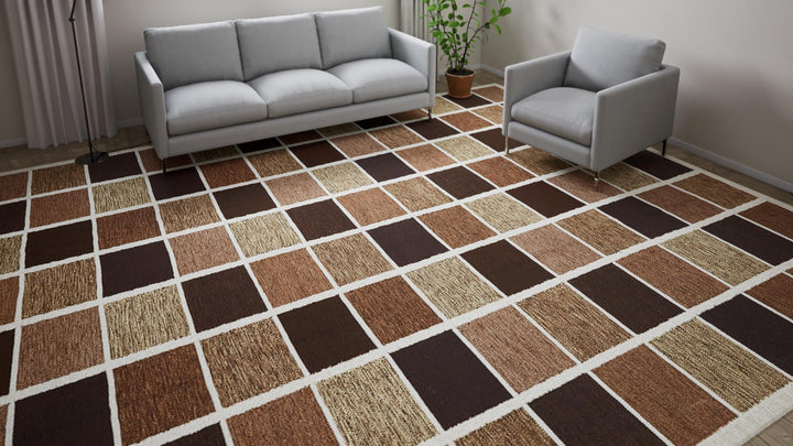 Brown Swedish Inspired Flatweave Wool Rug - 12'5" x 15'