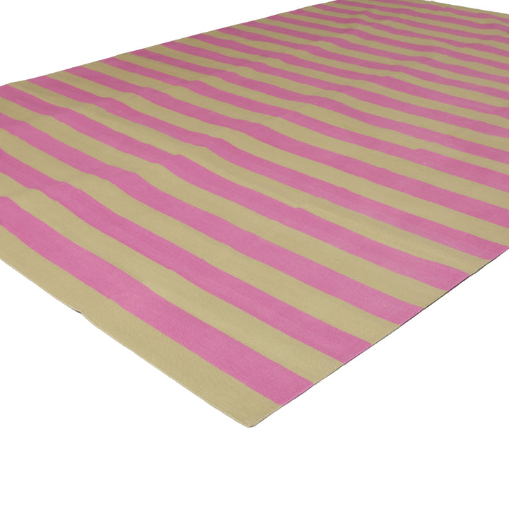 Pink Striped Flatweave Cotton Rug - 8'1" x 11'1" Default Title
