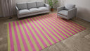 Pink Striped Flatweave Cotton Rug - 8'1" x 11'1"