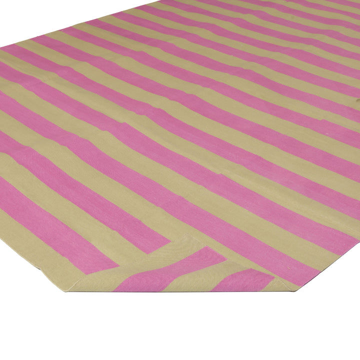 Pink Striped Flatweave Cotton Rug - 8'1" x 11'1" Default Title