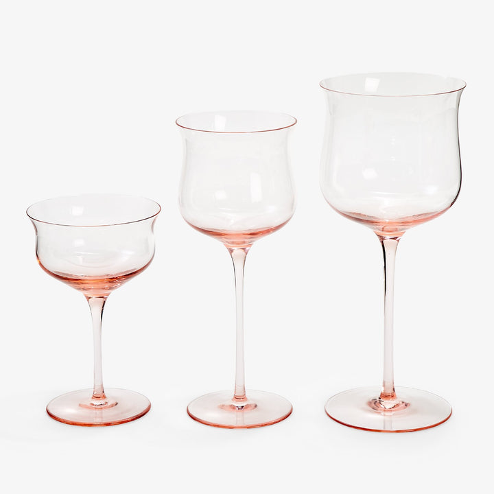 Elegant wine glasses in varying shapes and sizes for red wine.