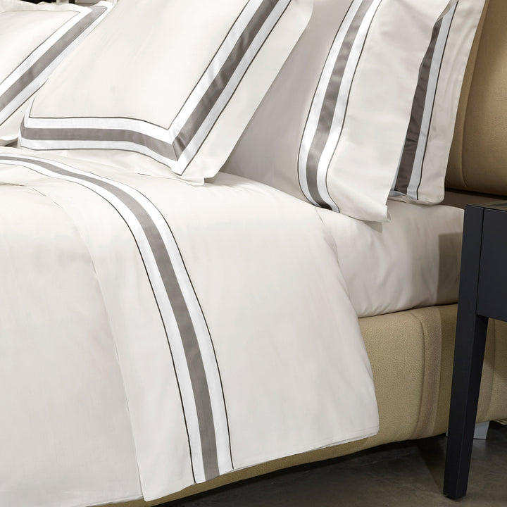Dimora Sheets & Pillowcases, Pearl/Lead Grey Flat Sheet / King