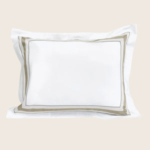 Dimora Duvet & Shams, White/Khaki Pillow Sham / Standard