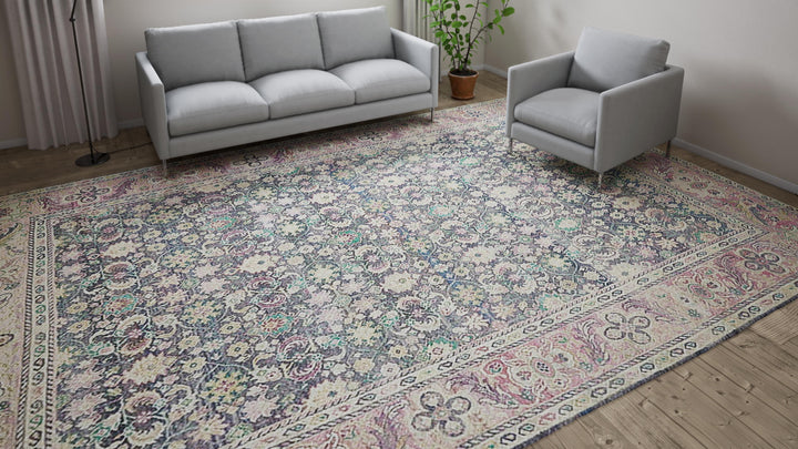 Purple Traditional Wool Rug - 10'6" x 15'5"