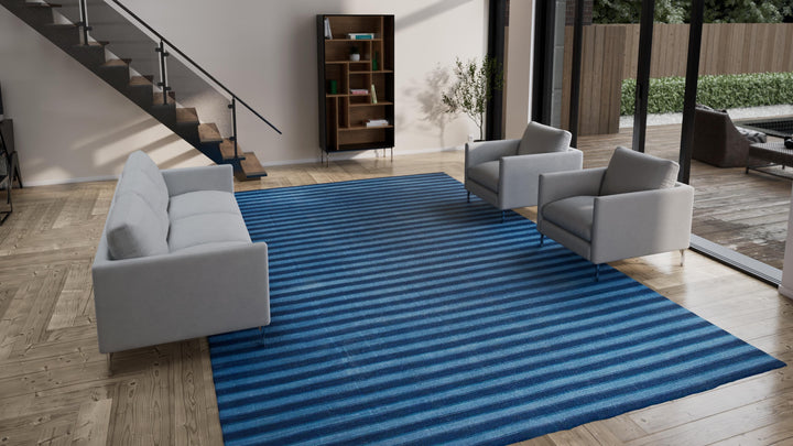 Blue Flatweave Cotton Rug - 10'6" x 16'