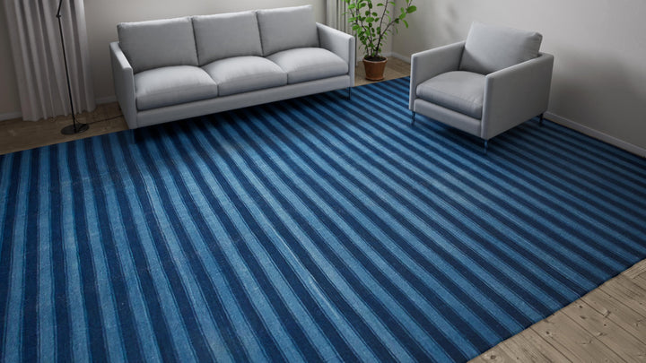Blue Flatweave Cotton Rug - 10'6" x 16'