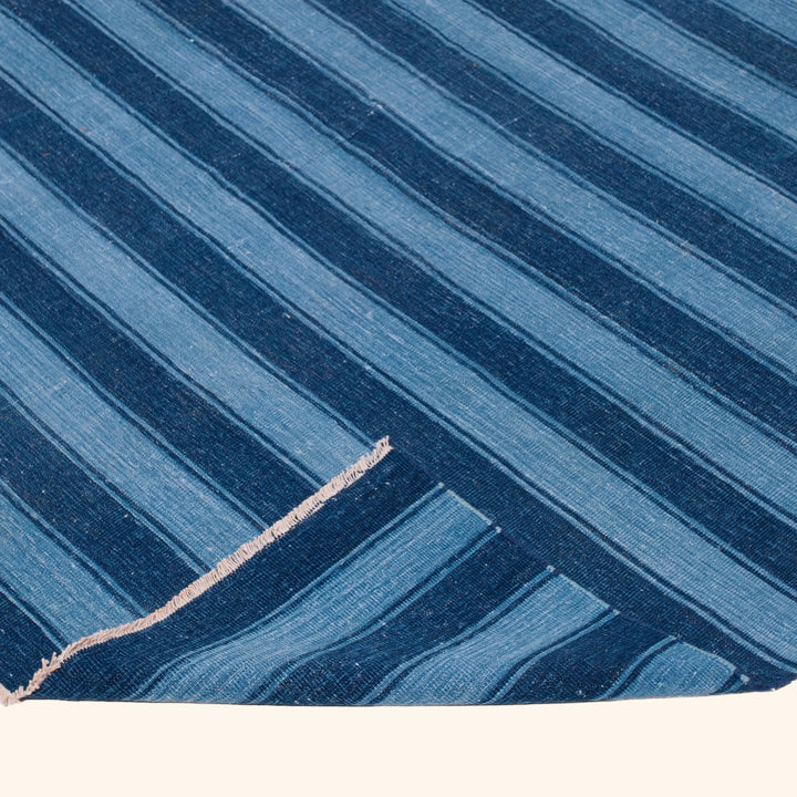 Blue Flatweave Cotton Rug - 10'6" x 16'