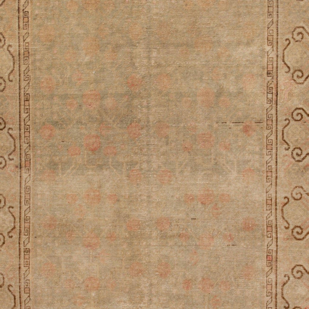 Beige Vintage Traditional Anatolian Wool Rug - 4'8" x 10'01"