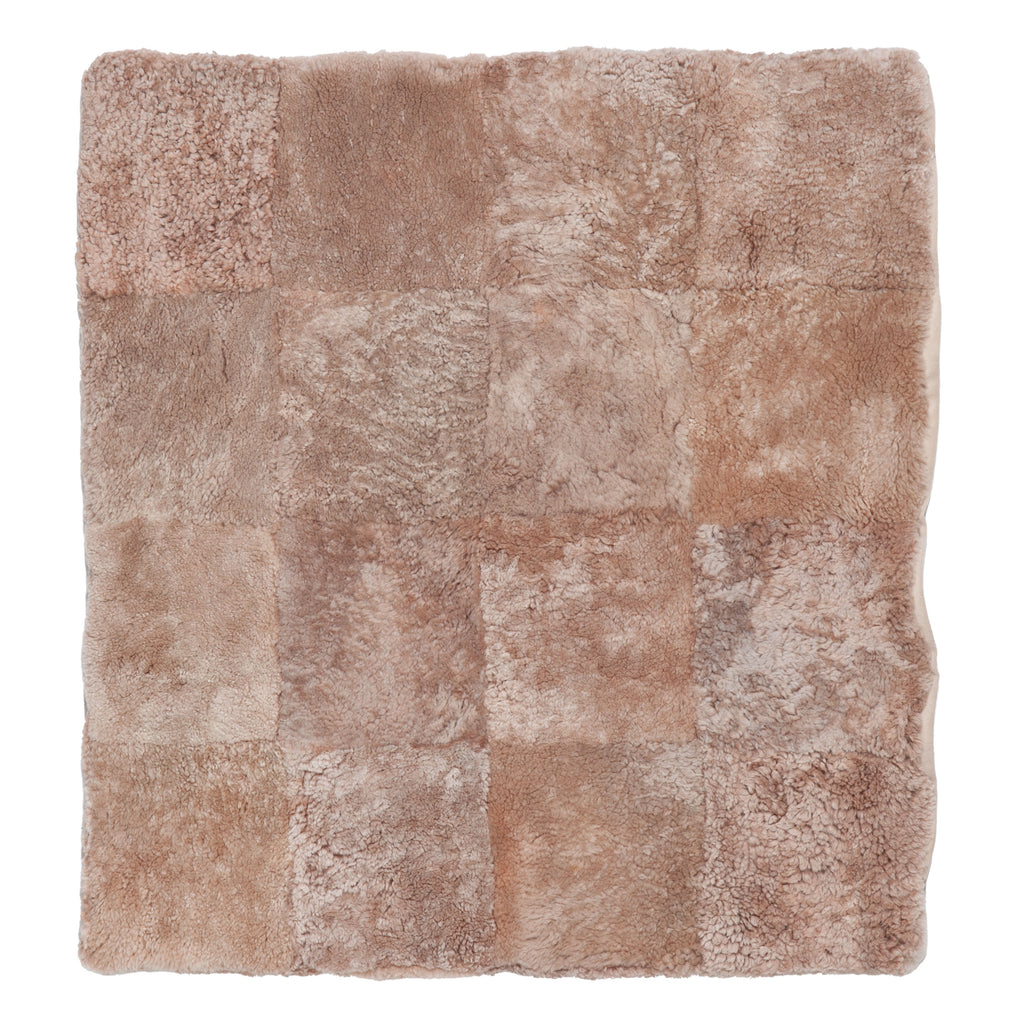 Pink Textured Shearling Rug - 3' x 3'