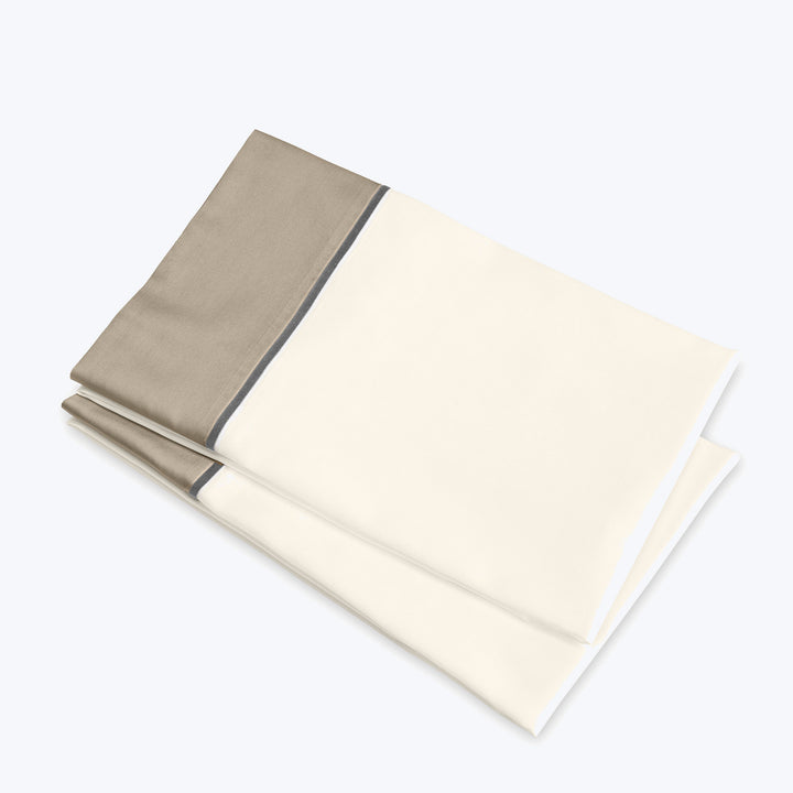 Luna Stella Sheets & Pillowcases, Ivory/Khaki Pillowcase Pair / Standard