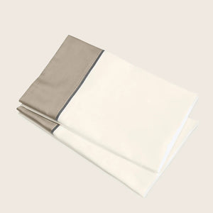 Luna Stella Sheets & Pillowcases, Ivory/Khaki Pillowcase Pair / Standard