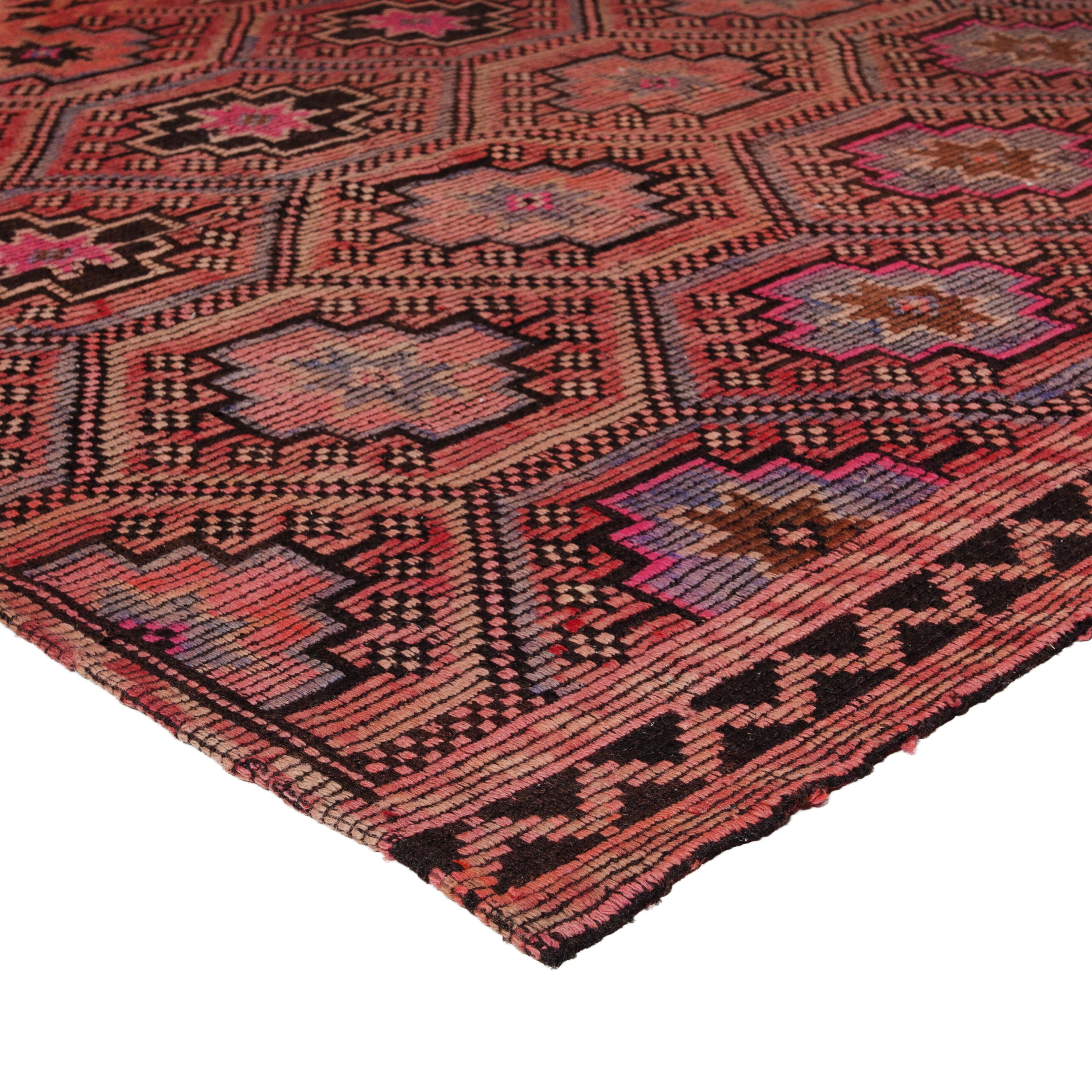 Brown Turkish Flatweave Wool Rug - 5'8" x 9'7"