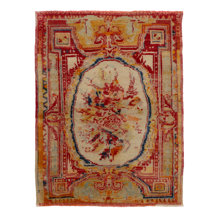 Vintage Traditional Anatolian Wool Rug - 3'7" x 4'7"