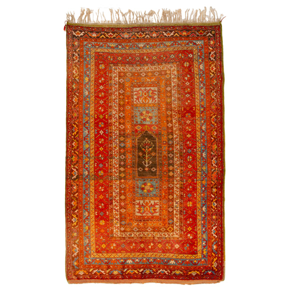 Orange Vintage Traditional Wool Rug - 4'9" x 7'6"