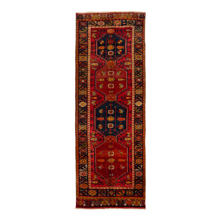 Red Vintage Traditional Wool Rug - 4'8" x 13'4"