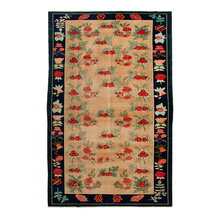 Vintage Art Deco Traditional Wool Rug - 7'11" x 13'