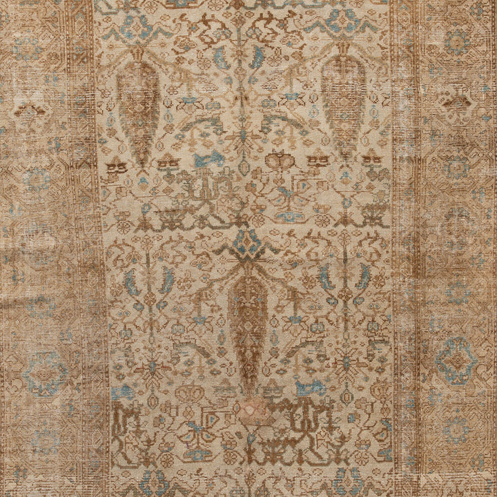 Beige Vintage Traditional Wool Rug - 4'9" x 10'1" Default Title