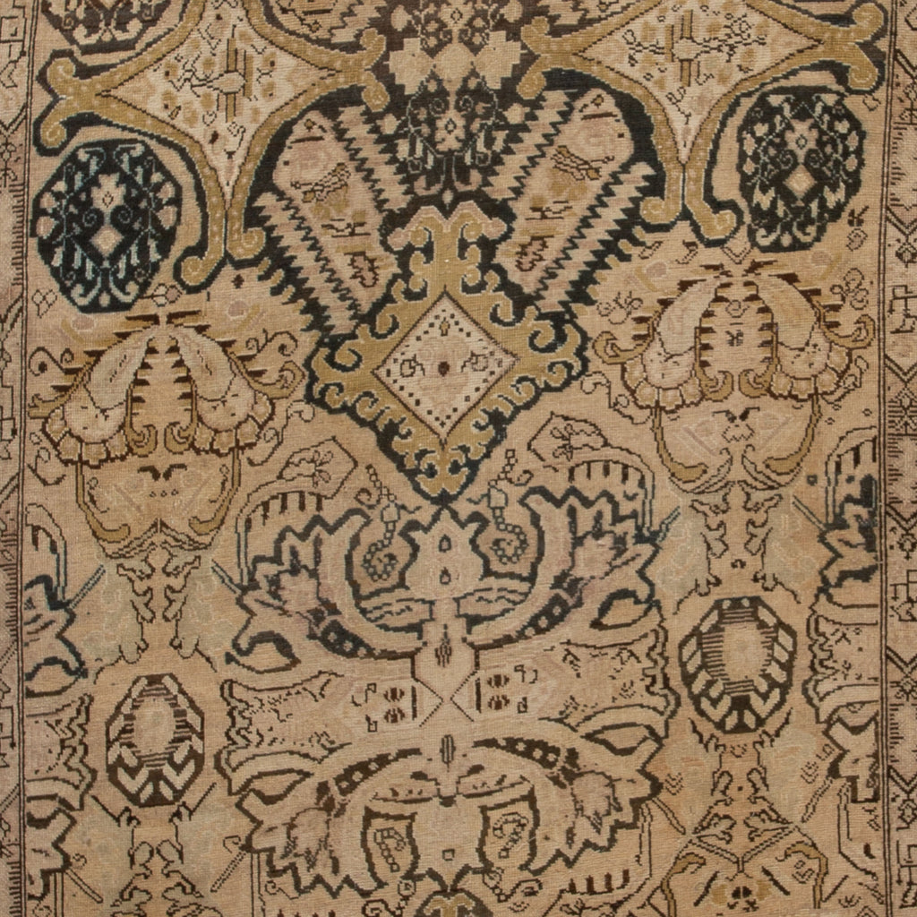 Beige Vintage Traditional Wool Rug - 4'1" x 14'9"