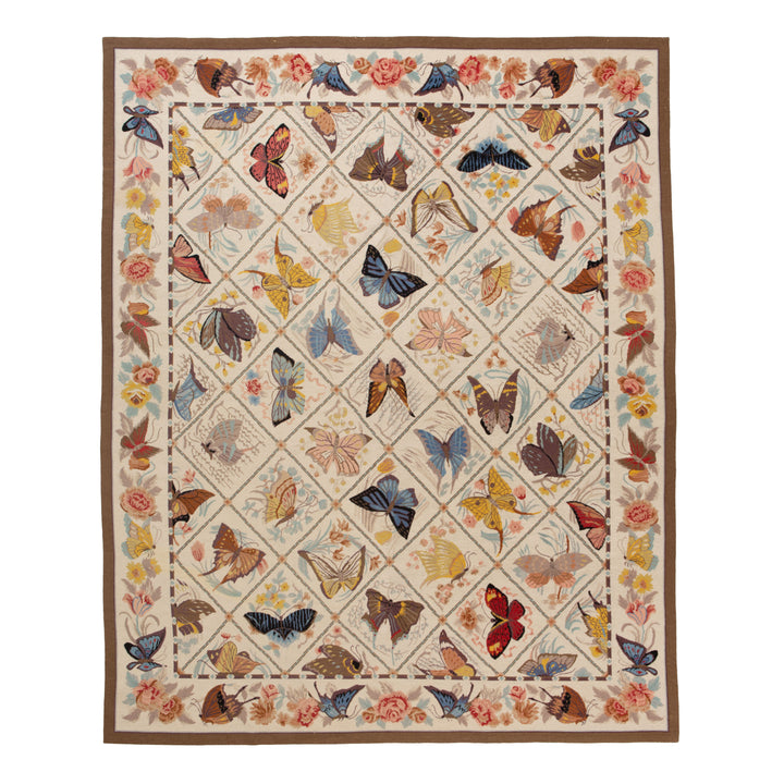 Flatweave Butterly Motif Rug - 7'9" x 9'9"